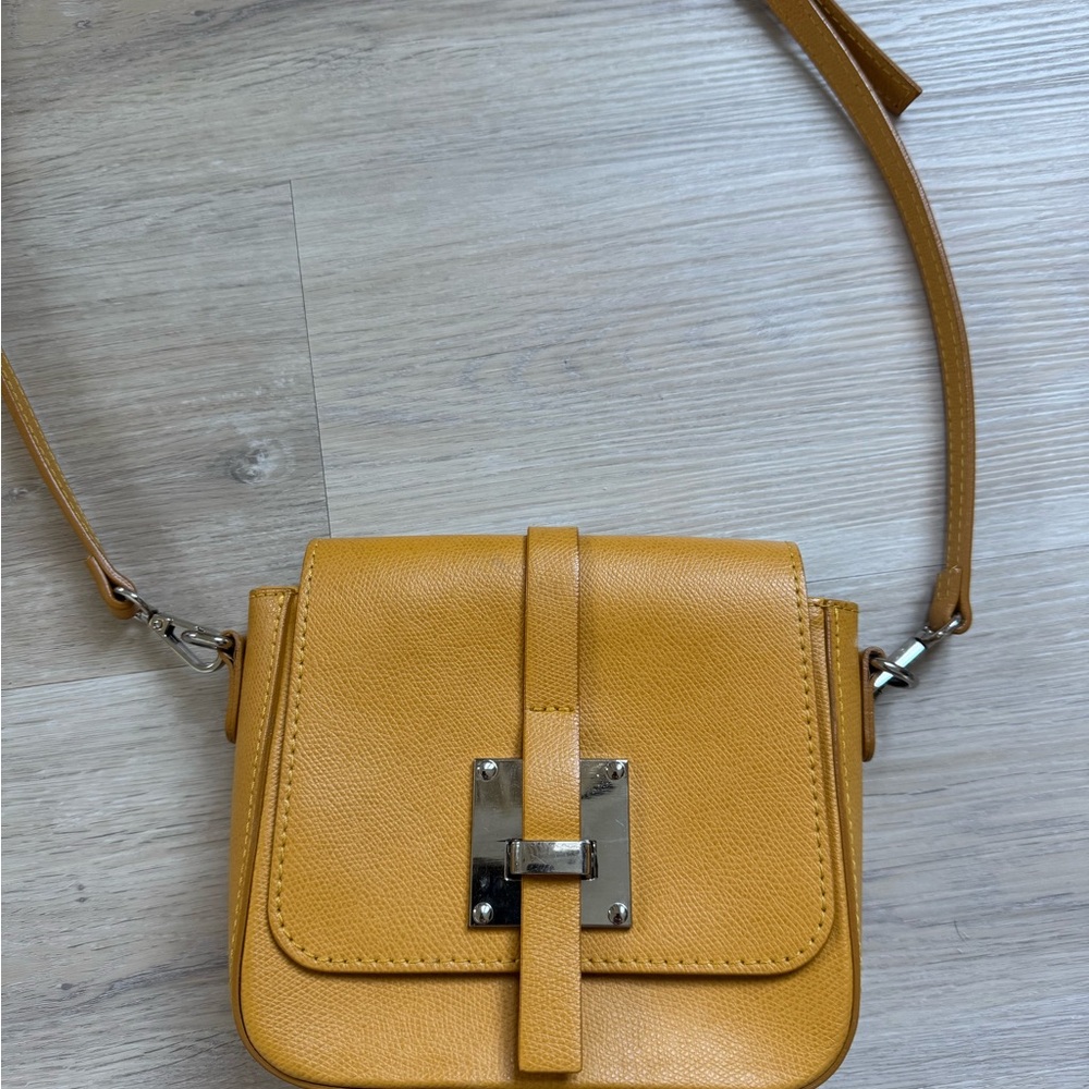 Mustard Yellow Leather Crossbody Bag - Women